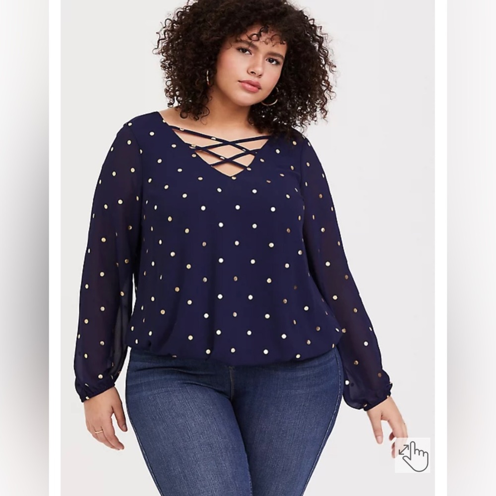 Torrid Navy Chiffon Blouse!